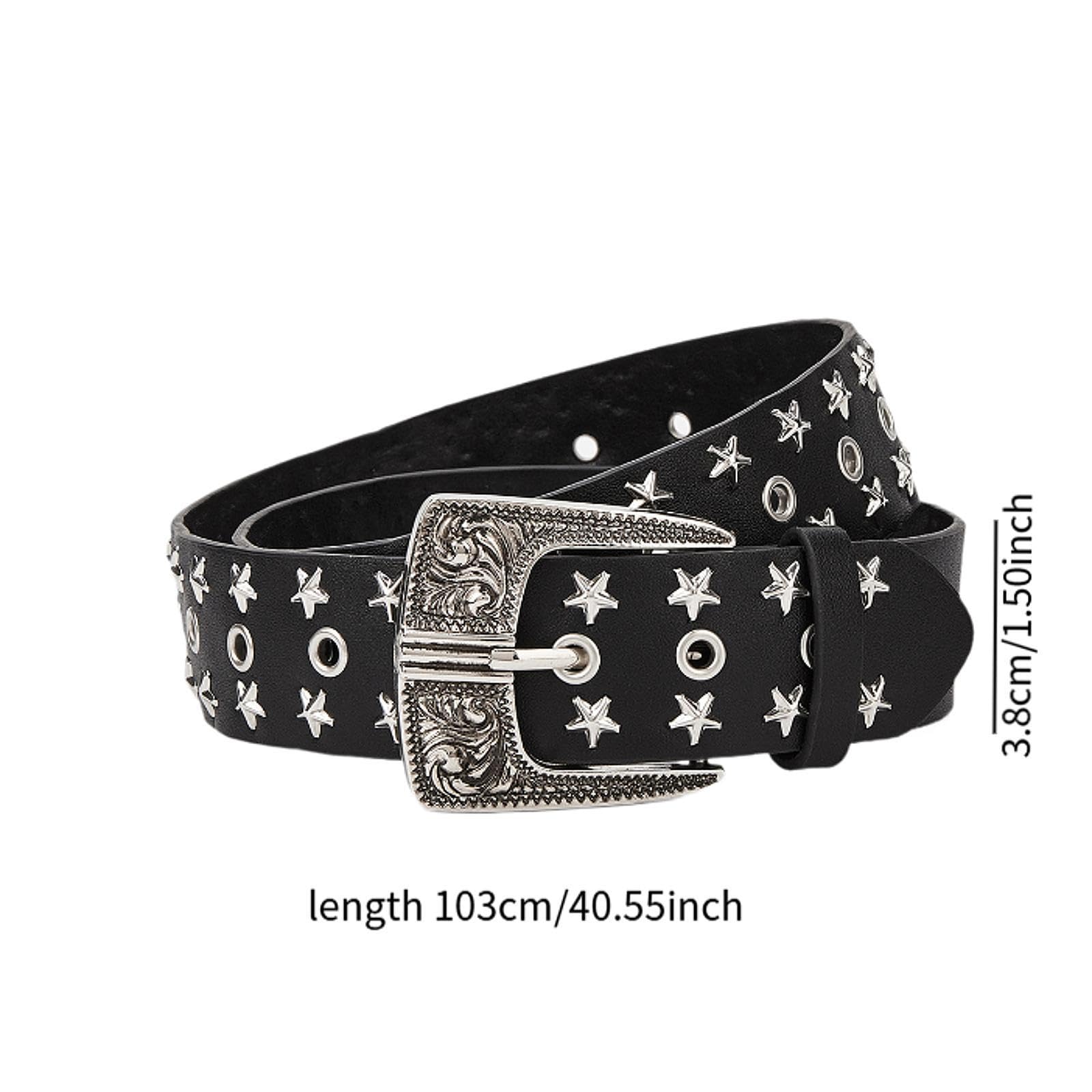 小物 archive studs belt ZOOMELLA Star Studded Belt Grommet Belt Sturdy Fashion Creative